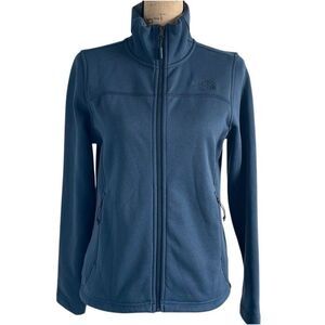 EUC! The North Face Slate Blue Fleece-Ljned Soft Shell Mock Turtleneck Jacket -